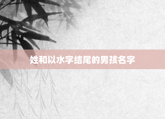 姓和以水字结尾的男孩名字