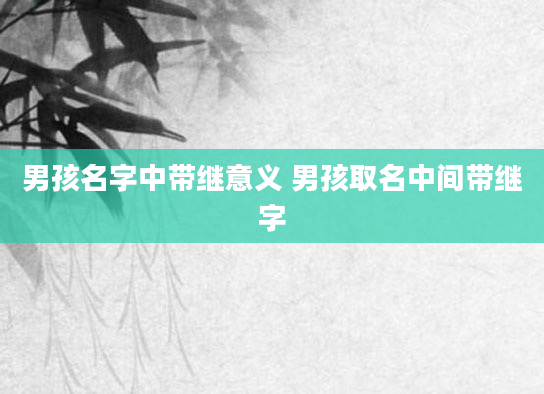 男孩名字中带继意义 男孩取名中间带继字