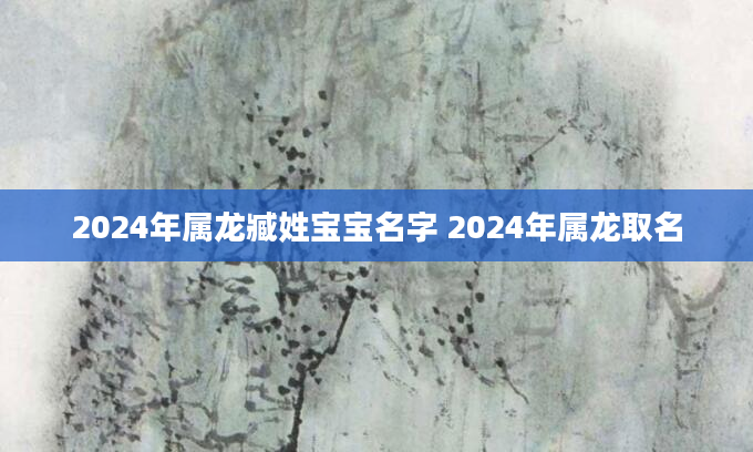 2024年属龙臧姓宝宝名字 2024年属龙取名