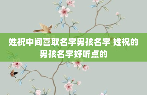 姓祝中间喜取名字男孩名字 姓祝的男孩名字好听点的