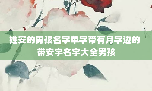 姓安的男孩名字单字带有月字边的 带安字名字大全男孩