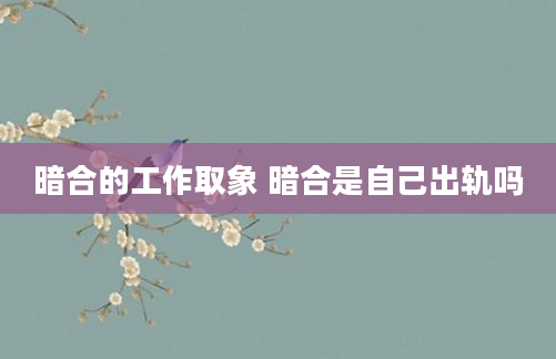 暗合的工作取象 暗合是自己出轨吗