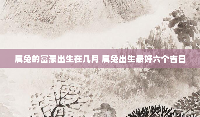属兔的富豪出生在几月 属兔出生最好六个吉日
