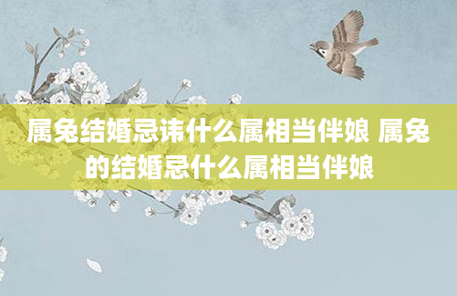 属兔结婚忌讳什么属相当伴娘 属兔的结婚忌什么属相当伴娘