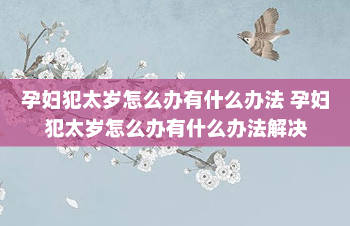 孕妇犯太岁怎么办有什么办法 孕妇犯太岁怎么办有什么办法解决