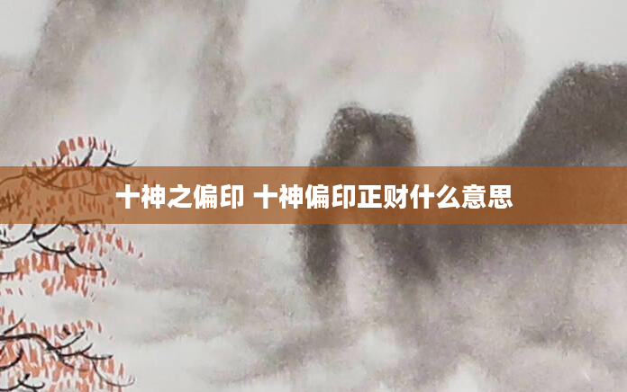 十神之偏印 十神偏印正财什么意思