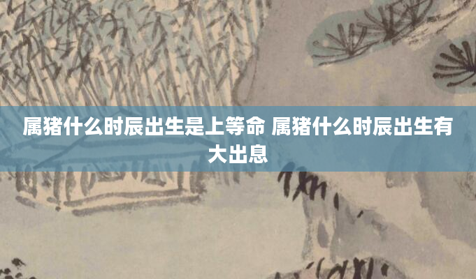 属猪什么时辰出生是上等命 属猪什么时辰出生有大出息