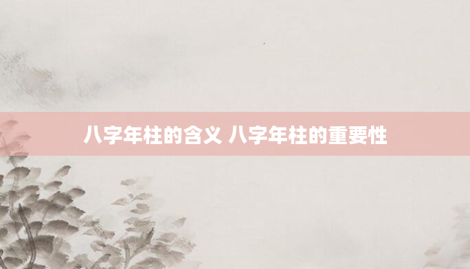 八字年柱的含义 八字年柱的重要性