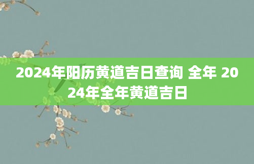 2024年阳历黄道吉日查询 全年 2024年全年黄道吉日