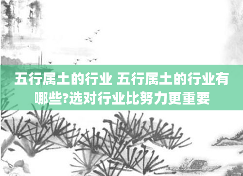 五行属土的行业 五行属土的行业有哪些?选对行业比努力更重要
