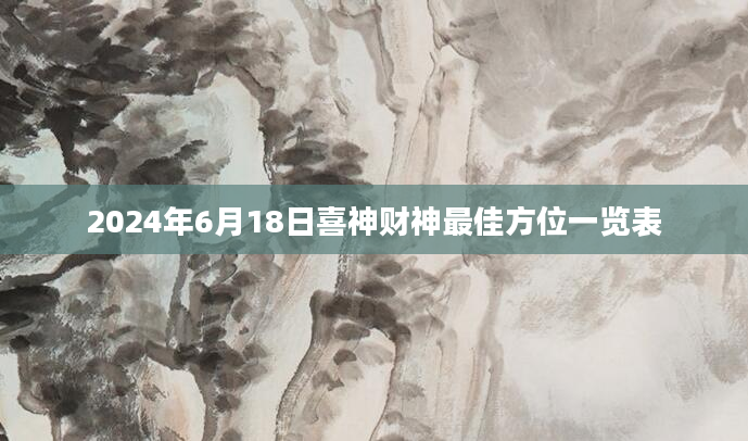 2024年6月18日喜神财神最佳方位一览表