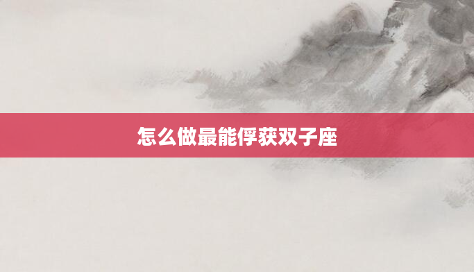 怎么做最能俘获双子座