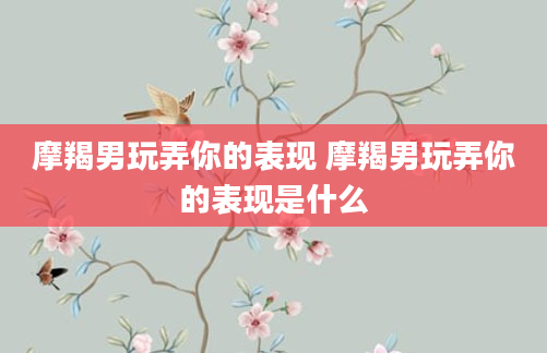 摩羯男玩弄你的表现 摩羯男玩弄你的表现是什么