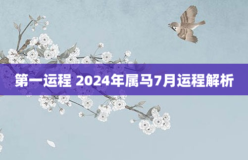 第一运程 2024年属马7月运程解析