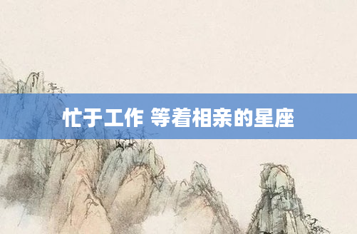 忙于工作 等着相亲的星座