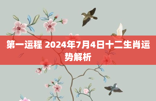 第一运程 2024年7月4日十二生肖运势解析