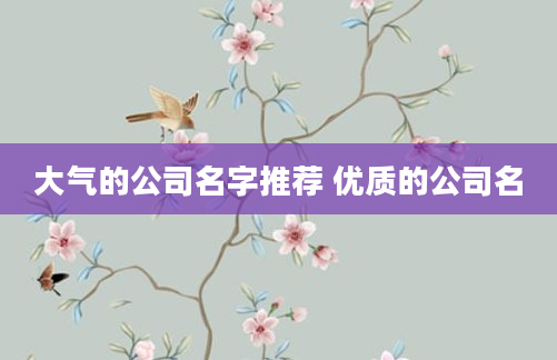 大气的公司名字推荐 优质的公司名