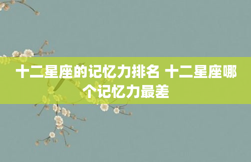 十二星座的记忆力排名 十二星座哪个记忆力最差
