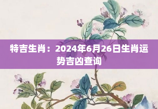 特吉生肖：2024年6月26日生肖运势吉凶查询