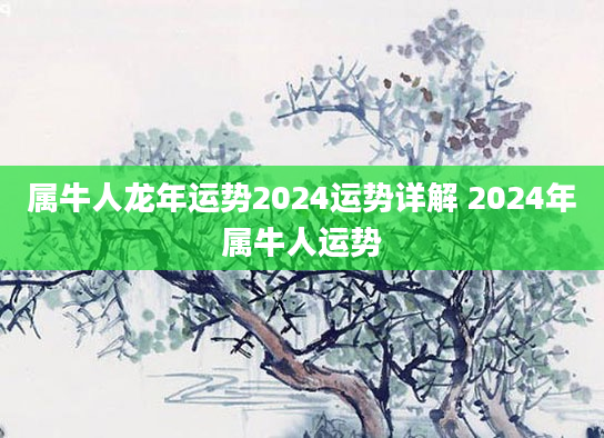 属牛人龙年运势2024运势详解 2024年属牛人运势