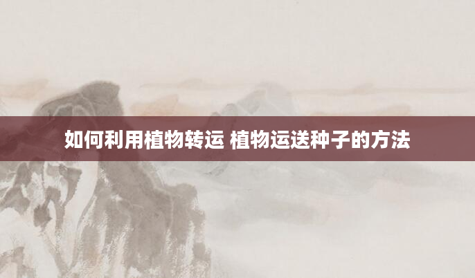 如何利用植物转运 植物运送种子的方法