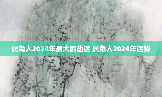 属兔人2024年最大的劫运 属兔人2024年运势