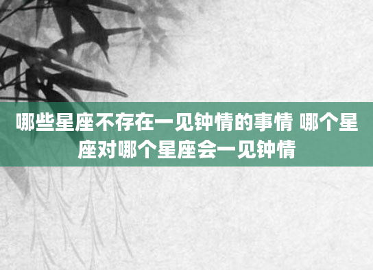 哪些星座不存在一见钟情的事情 哪个星座对哪个星座会一见钟情