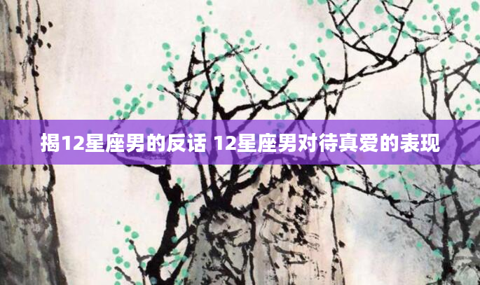 揭12星座男的反话 12星座男对待真爱的表现