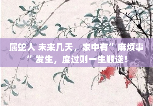 属蛇人 未来几天，家中有”麻烦事”发生，度过则一生顺遂！