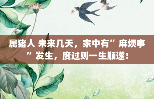属猪人 未来几天，家中有”麻烦事”发生，度过则一生顺遂！
