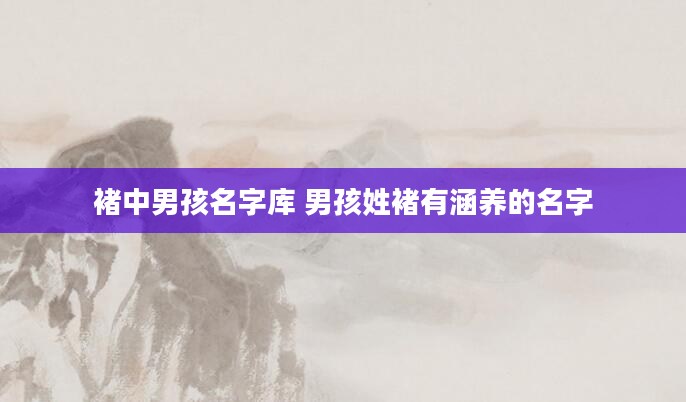 褚中男孩名字库 男孩姓褚有涵养的名字