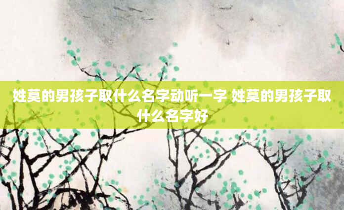 姓莫的男孩子取什么名字动听一字 姓莫的男孩子取什么名字好