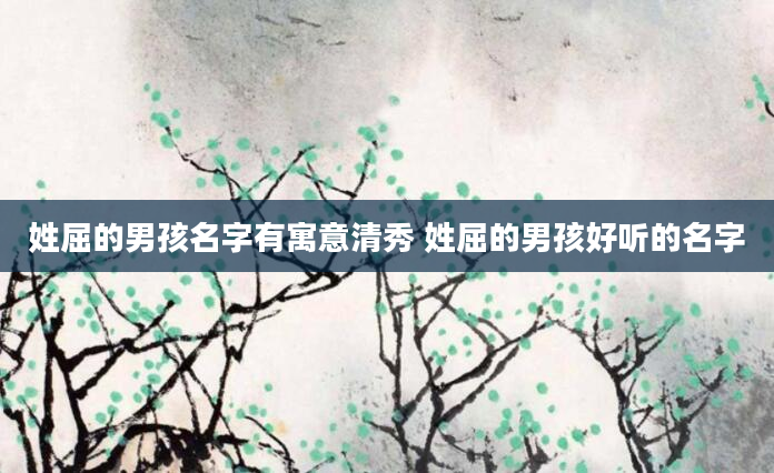 姓屈的男孩名字有寓意清秀 姓屈的男孩好听的名字