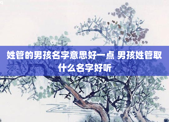 姓管的男孩名字意思好一点 男孩姓管取什么名字好听