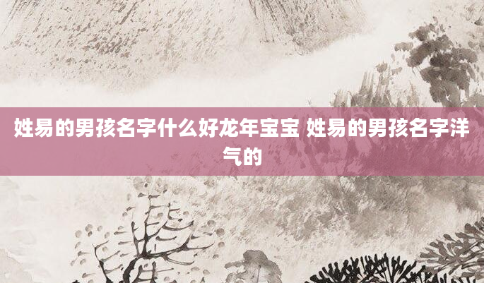 姓易的男孩名字什么好龙年宝宝 姓易的男孩名字洋气的