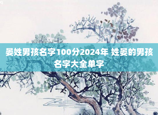 晏姓男孩名字100分2024年 姓晏的男孩名字大全单字
