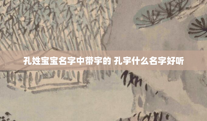 孔姓宝宝名字中带宇的 孔宇什么名字好听