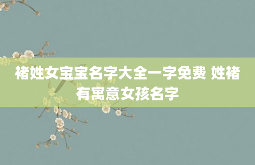 褚姓女宝宝名字大全一字免费 姓褚有寓意女孩名字