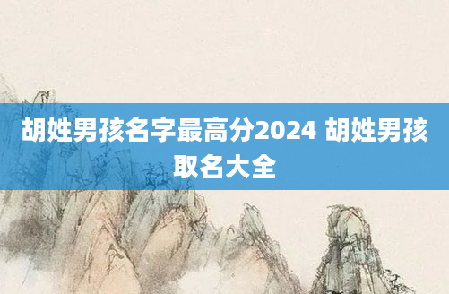 胡姓男孩名字最高分2024 胡姓男孩取名大全