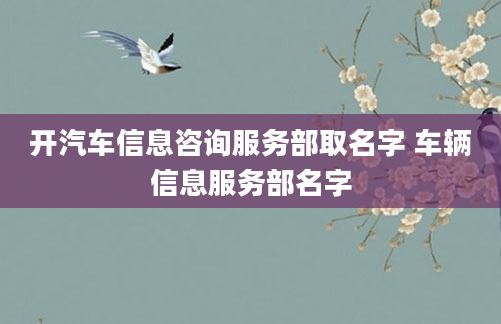 开汽车信息咨询服务部取名字 车辆信息服务部名字
