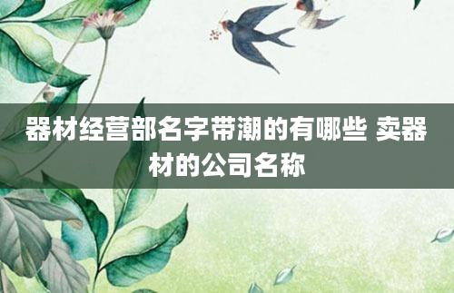 器材经营部名字带潮的有哪些 卖器材的公司名称