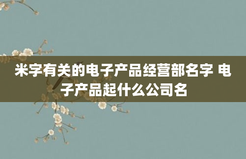 米字有关的电子产品经营部名字 电子产品起什么公司名