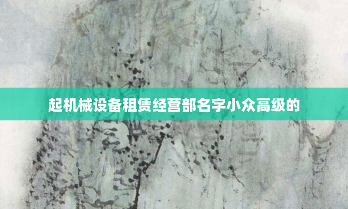 起机械设备租赁经营部名字小众高级的