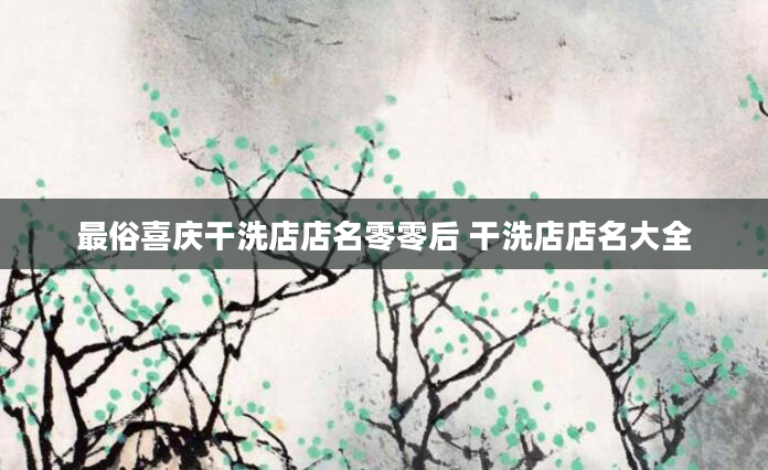 最俗喜庆干洗店店名零零后 干洗店店名大全