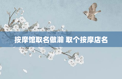 按摩馆取名做瀚 取个按摩店名