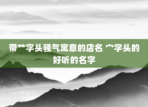 带艹字头骚气寓意的店名 宀字头的好听的名字