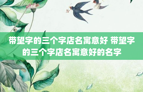 带望字的三个字店名寓意好 带望字的三个字店名寓意好的名字
