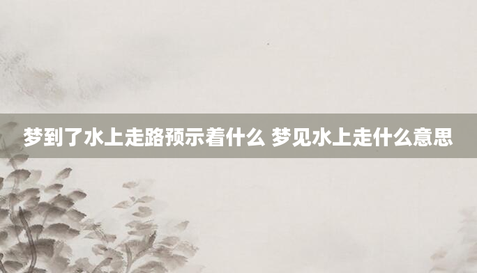 梦到了水上走路预示着什么 梦见水上走什么意思