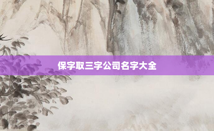 保字取三字公司名字大全