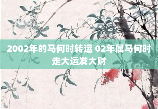 2002年的马何时转运 02年属马何时走大运发大财